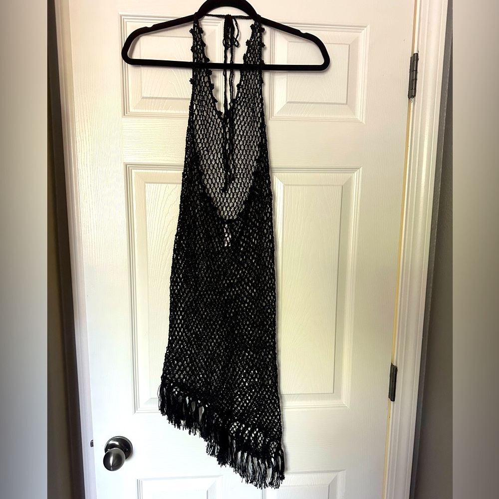 Victoria’s Secret sexy black crochet halter coverup